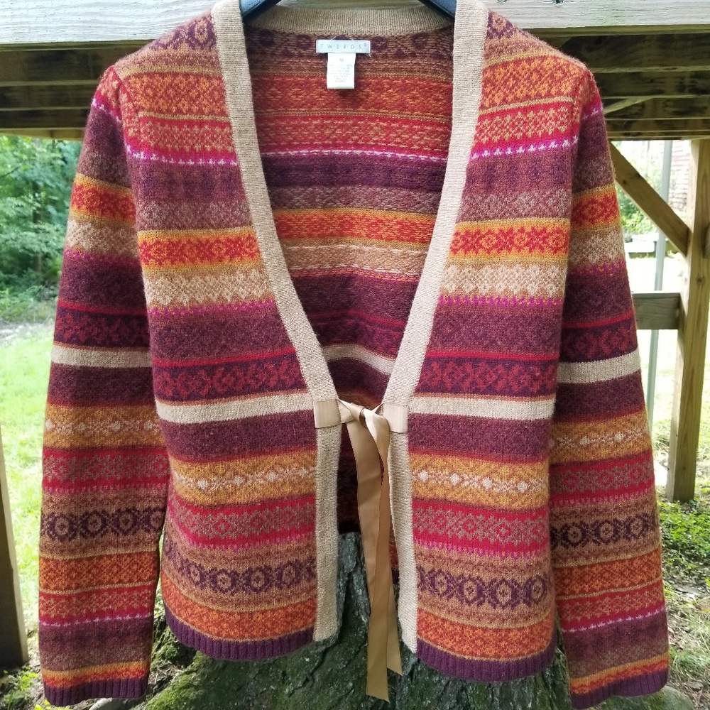 TWEEDS Fall Colored Fair Isle Sweater/Cardigan